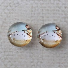 10mm Art Glass Backed Cabochons  - Cosmopolitan Cats 12 - Pack of 2