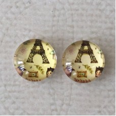10mm Art Glass Backed Cabochons  - Cosmopolitan Cats 9 - Per Pair