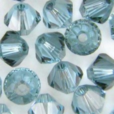 4mm Swarovski Faceted Bicones - Satin Aqua - Pack of 10