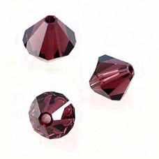 6mm Swarovski Crystal Bicones - Burgundy - Pack of 10