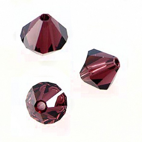 6mm Swarovski Crystal Bicones - Burgundy - Pack of 10