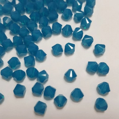 4mm Swarovski Crystal Bicones - Caribbean Blue Opal - Pack of 10