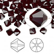 3mm Swarovski Crystal Faceted Bicones - Garnet - Pack of 10
