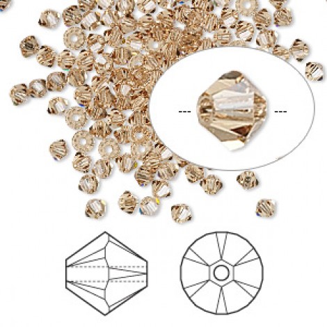 2.5mm Swarovski Crystal Bicones - Lt Colorado Topaz - Pack of 10
