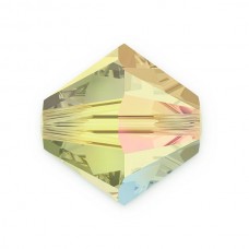 4mm Swarovski Crystal Bicones - Lime AB - Pack of 10