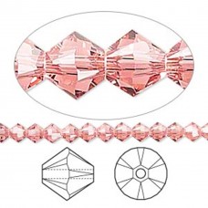 4mm Swarovski 5328 Crystal Bicones - Rose Peach - Pack of 10