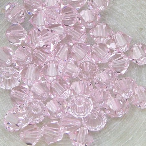4mm Swarovski Crystal Bicones - Rosaline - Pack of 10