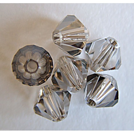 4mm Swarovski Crystal Bicones - Satin Crystal - Pack of 10
