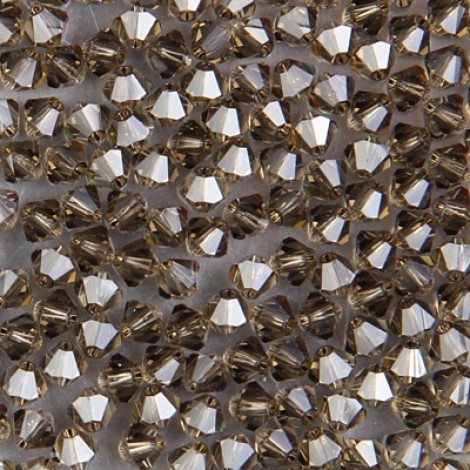 4mm Swarovski 5328 Crystal Bicones - Smoky Quartz AB - Pack of 10