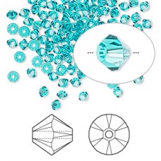 3mm Crystal Passions® Crystal Bicones - Blue Zircon - Pack of 10