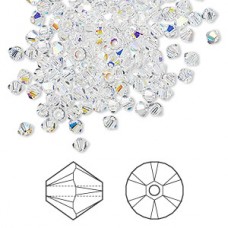 3mm Crystal Passions® Crystal Faceted Bicones - Crystal AB