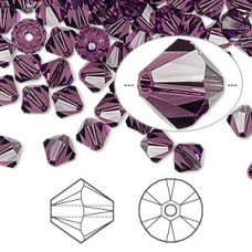 6mm Swarovski Faceted Bicones - Amethyst - Pack of 10