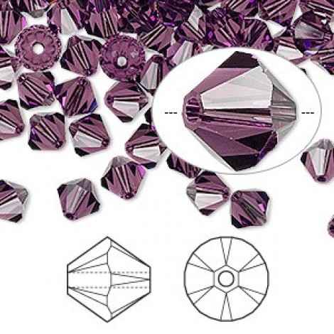 6mm Swarovski Faceted Bicones - Amethyst - Pack of 10 6mm Swarovski Faceted Bicones - Amethyst - Pack of 10