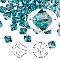 6mm Swarovski Faceted Bicones - Indicolite - Pack of 10