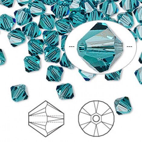 6mm Swarovski Faceted Bicones - Indicolite - Pack of 10