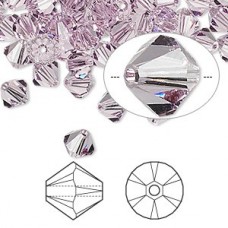 6mm Swarovski Crystal Bicones - Amethyst Light - Pack of 10