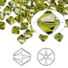 6mm Swarovski Bicone Crystals - Olivine  - Pack of 10