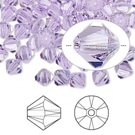 6mm Swarovski Crystal Bicones - Violet - Pack of 10