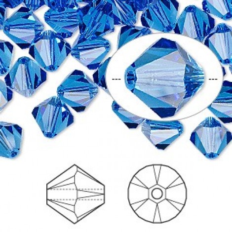 8mm Swarovski Crystal Bicones - Sapphire