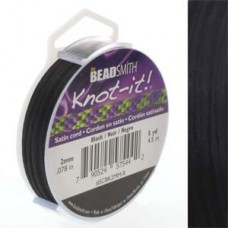 2mm Beadsmith Knot-It Black Satin Rattail Cord - Small 5yd Spool