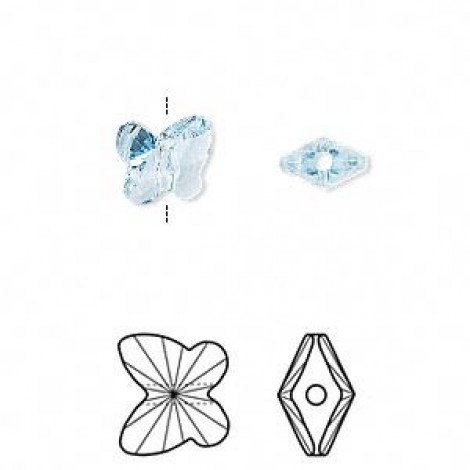 8mm Aqua Swarovski Crystal Butterfly Beads