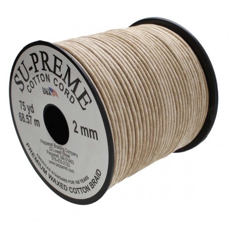 2mm Natural Supreme Waxed Cotton Cord - 75yd (68m)