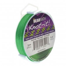 2mm Beadsmith Knot-It Emerald Green Satin Rattail Cord - Small 5yd Spool