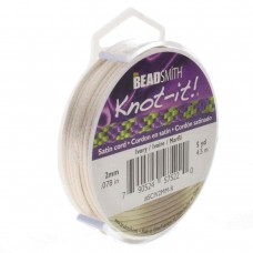 2mm Beadsmith Knot-It Ivory Satin Rattail Cord - Small 5yd Spool