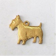 18mm Scotty Dog (Fine detail) Raw Brass Charm - Pack of 2