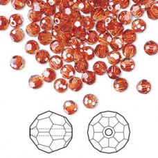 4mm Swarovski Faceted Round Beads - Crystal Red Magma