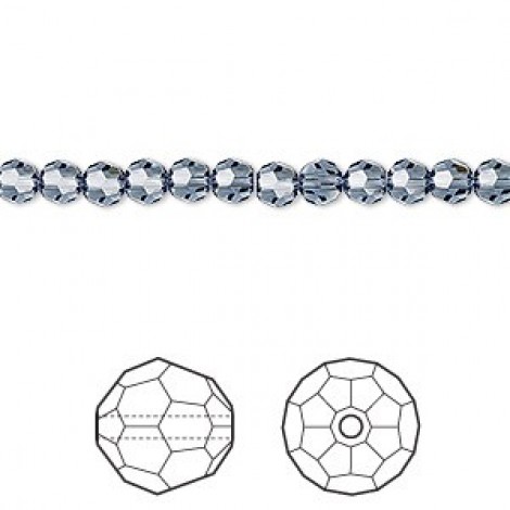 4mm Swarovski Crystal Round Beads - Denim Blue