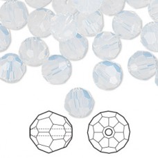 8mm Swarovski 5000 Crystal Faceted Round Beads - White Opal - Pack of 2