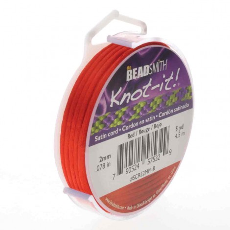 2mm Beadsmith Knot-It Red Satin Rattail Cord - 5 yard (4.57m) 2mm Beadsmith Knot-It Red Satin Rattail Cord - 5 yard (4.57m)
