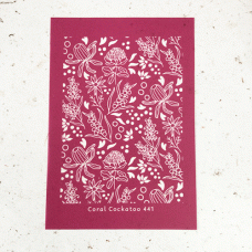 9x12cm Coral Cockatoo Silk Screen Sheet - Ditsy Australian Botanicals - Bottlebrush