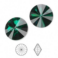 18mm Swarovski 1122 Rivoli Crystals - Emerald - Pack of 2