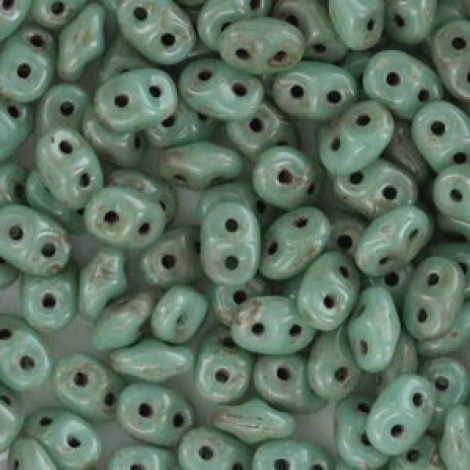 5x2mm SuperDuo Czech Beads - Opaque Turquoise Picasso - 22.5gm 5x2mm SuperDuo Czech Beads - Opaque Turquoise Picasso - 22.5gm