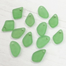 10-15mm Sea Glass Freeform Tiny Drops - Peridot - Pack of 12