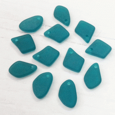 10-15mm Sea Glass Freeform Tiny Drops - Teal - Pack of 12