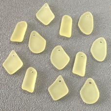 10-15mm Sea Glass Freeform Tiny Drops - Lemon - Pack of 12