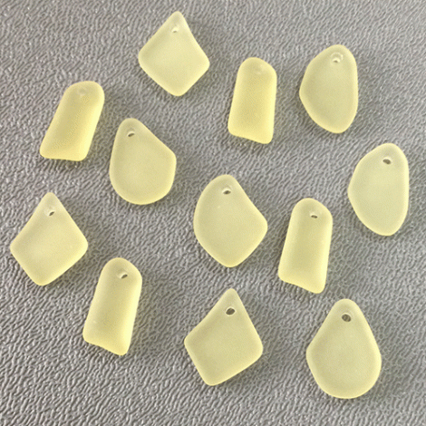 10-15mm Sea Glass Freeform Tiny Drops - Lemon