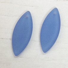 13x33mm Sea Glass Marquise Spindle Pendant - Light Sapphire