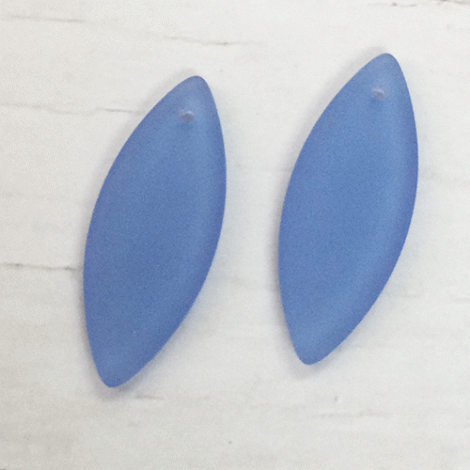 13x33mm Sea Glass Marquise Spindle Pendant - Light Sapphire