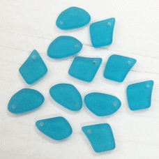 10-15mm Sea Glass Freeform Tiny Drops - Pacific Blue