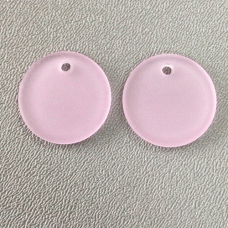25mm Sea Glass Flat Coin Pendant - Blossom Pink