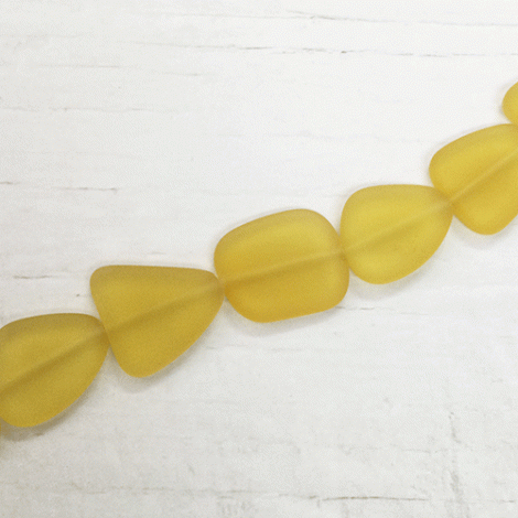 13-16mm Flat Freeform Sea Glass Beads - Desert Gold - Strand
