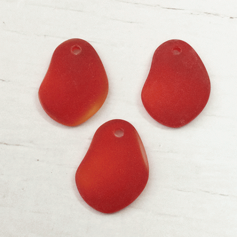 26mm Sea Glass Small Freeform Pendants - Cherry Red