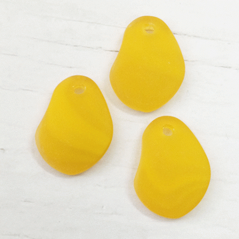 26mm Sea Glass Small Freeform Pendants - Saffron Yellow