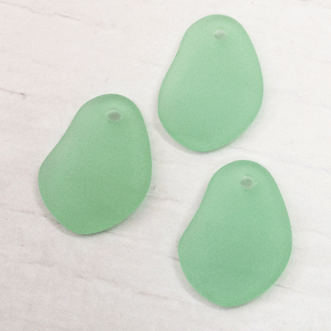 26mm Sea Glass Small Freeform Pendants - Autumn Green