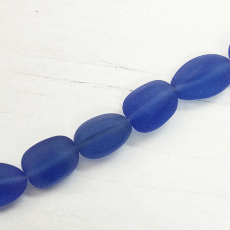16-22mm Cultured Sea Glass Nugget Beads - Light Sapphire