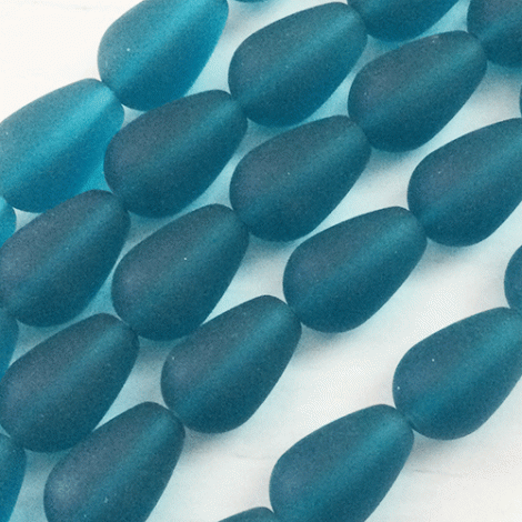16-22mm Cultured Sea Glass Nugget Beads - Teal